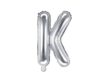 Folinis balionas Raidė "K" 35 cm, sidabrinis