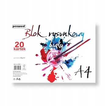 Piešimo blokas A4, 20 lapų, baltas