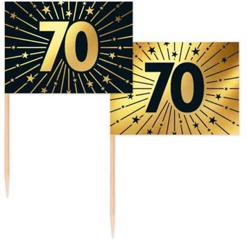 Globos Europe Bv Guld og sort kageflag 70, 50 stk