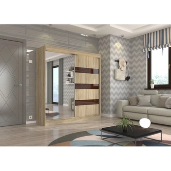 Sliding wardrobe with mirror and lacobel TOURA 200