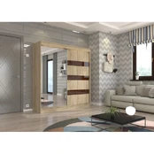 Sliding wardrobe with mirror and lacobel TOURA 200 kaina