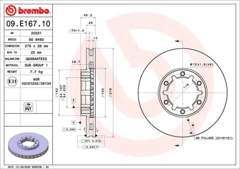 BREMBO 09.E167.10 Brake Disc
