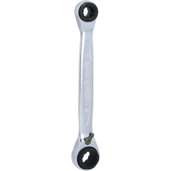 Dvigubas žiedinis terkšlinis raktas su reversu 10x19mm-13x17, KS Tools