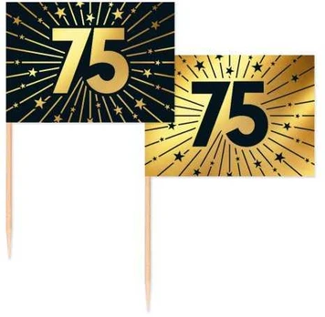 Globos Europe Bv Guld og sort kageflag 75, 50 stk