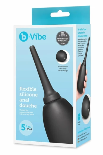 b-Vibe Flexible Silicone Anal Douche 150ml - Hygienic Cleaning System