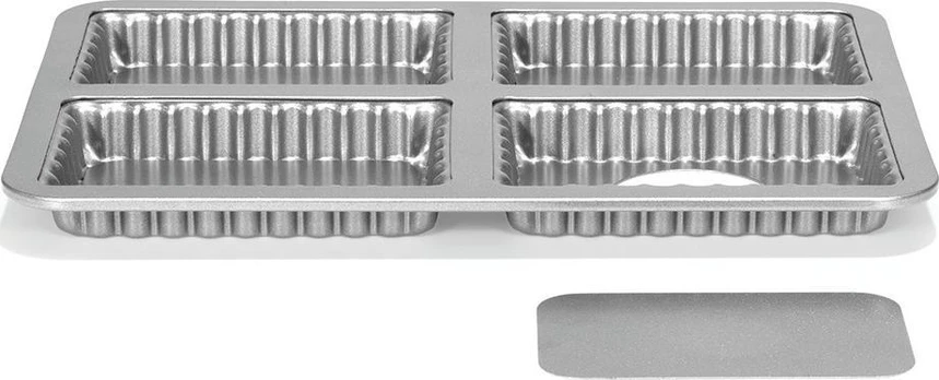 Patisse forma quiche mini su palaidu dugnu 13 x 8 cm sidabro plieno