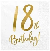 Party Deco Servietter 18th birthday, guld