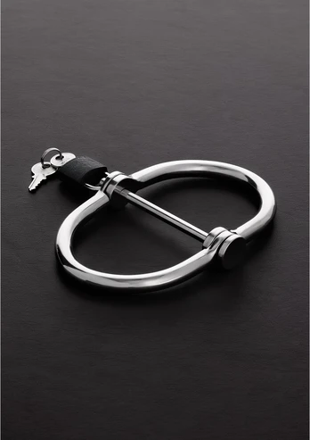 Shots Steel D-shaped Restraint Handcuffs with Padlock, Silver Finish