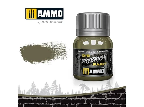 AMMO by MIG Jimenez AMMO MIG - Sendinimo priemonė DRYBRUSH Medium Olive Žalias, 40ml, 0609