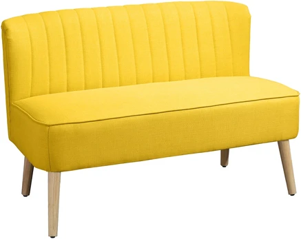 Aosom Sofa 117x56,5x77 cm Geltona Lino