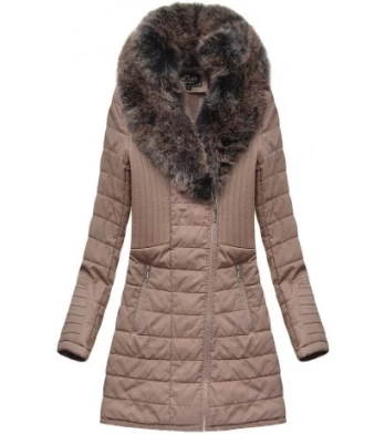 COAT WITH FUR COLLAR VINTAGE PINK (LD5520) striukė