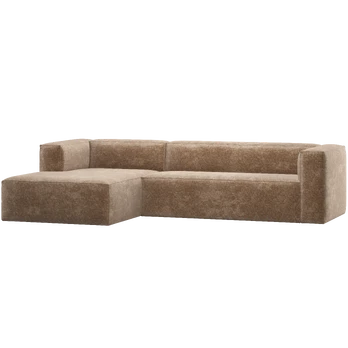 Kampinė sofa Bean, 73 x 305 x 175 cm, kairė, aksomas, pilka