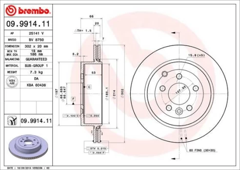 Stabdžių diskas BREMBO 09.9914.11
