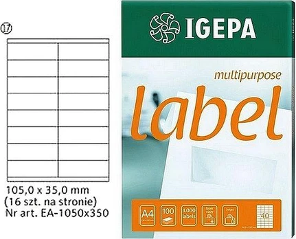 Igepa ETYKIETY A4 IGEPA 105 X 35.0 MM balta (100)