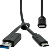 „Kabelis“ USB ProXtend USB-A + USB-C - USB-C 1 m Juodas (USBCWA-001) kaina