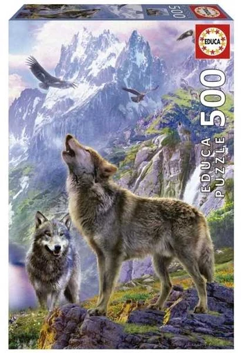 Educa 500 Wolves In The Rocks