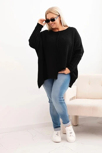 Moteriškas Plus Size megztinis, juodos spalvos