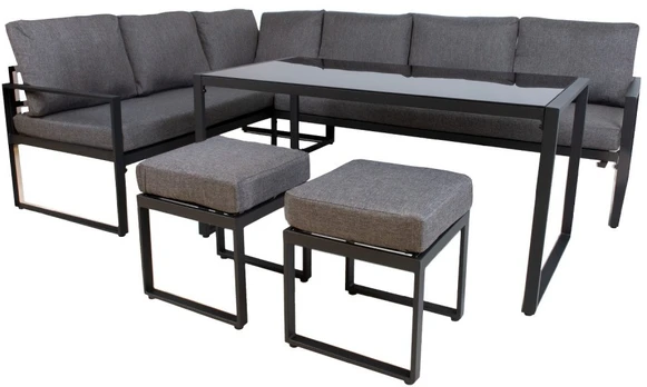 Lauko baldų komplektas Sodo baldų komplektas LEIPZIG table, corner sofa, 2 ottomans